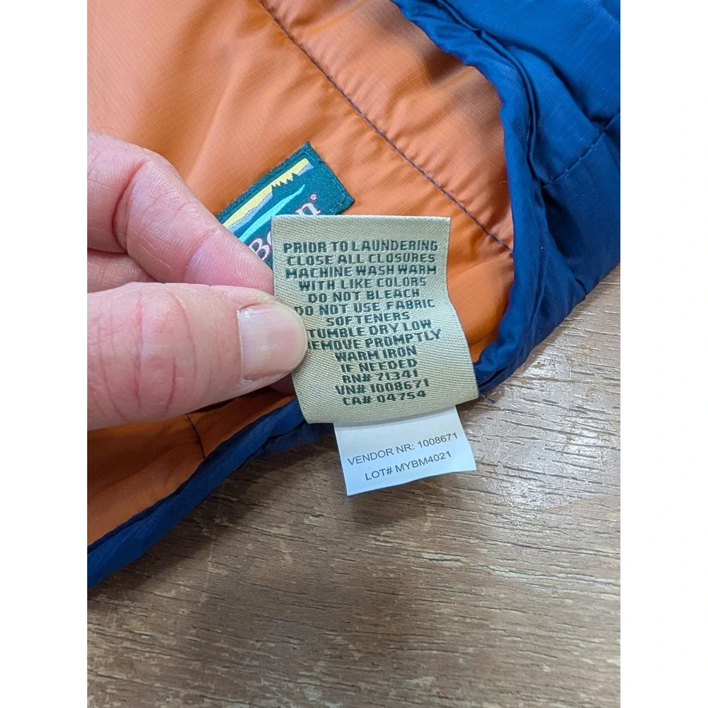 LL Bean Mountain Classic Dog Parka Large Navy Blue Orange Puffer Vest 508295